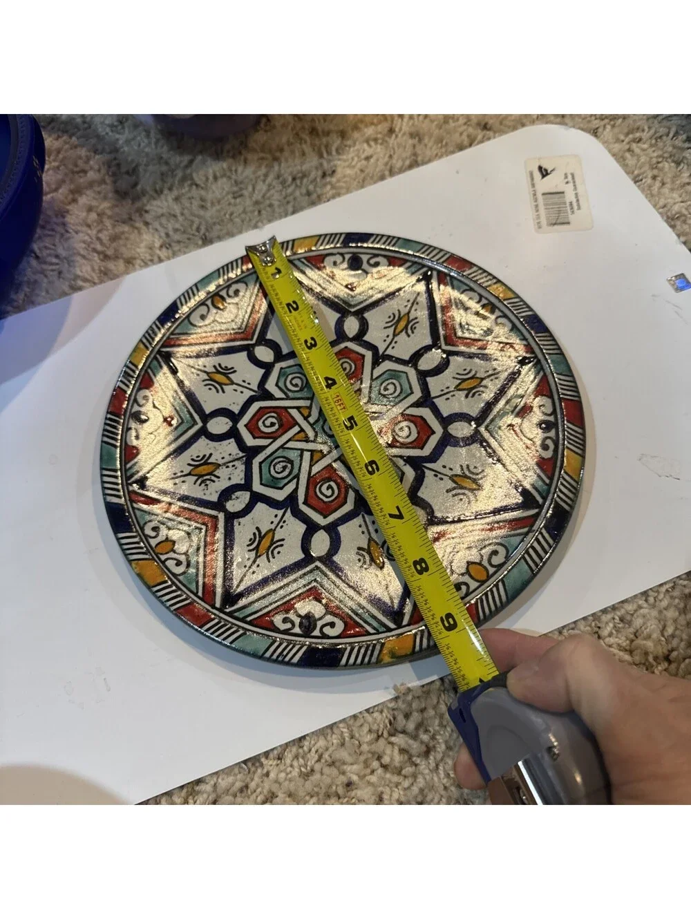 2- Vintage Moroccan FEZ Bowl Hand Painted Wall Hanging Plate 1-Signed